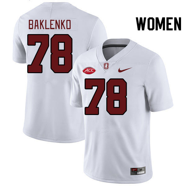 Women #78 Luke Baklenko Stanford Cardinal 2024 ACC Conference College Football Jerseys Stitched-Whit